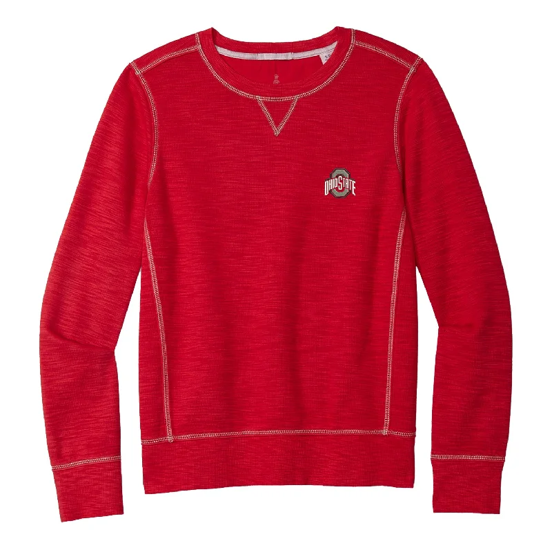 Ladies Ohio State Buckeyes Sport Tobago Bay Scarlet Crewneck Sweatshirt Hoodie with Pocket Utility Practical Ladies Ohio State Buckeyes Sport Tobago Bay Scarlet Crewneck Sweatshirt Hoodie with Pocket Utility Practical