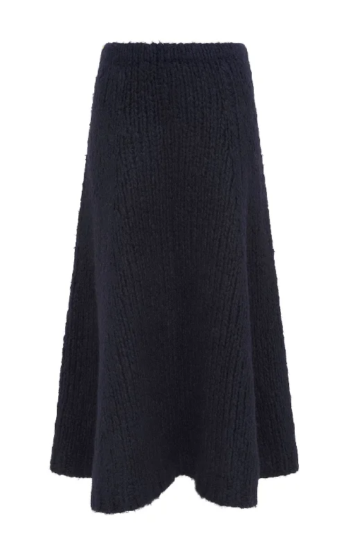 Peres Knit Midi Skirt in Dip Dye Sky Blue Welfat Cashmere wool skirt breathable