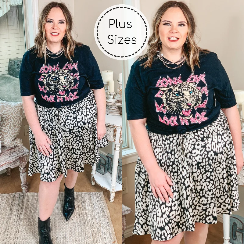 Plus Size | Swing into Spring Leopard Drawstring Swing Skirt in Ivory and Black cashmere skirt soft