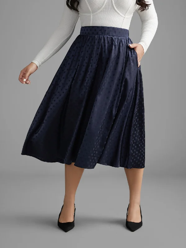 Polka Dot Elastic Waist Pocket Skirt corduroy skirt cozy