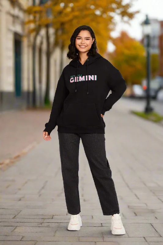 Sweat Shirt Loose Fit Hoodie Printed Hoodie with Puffed Sleeves Voluminous Trendy
