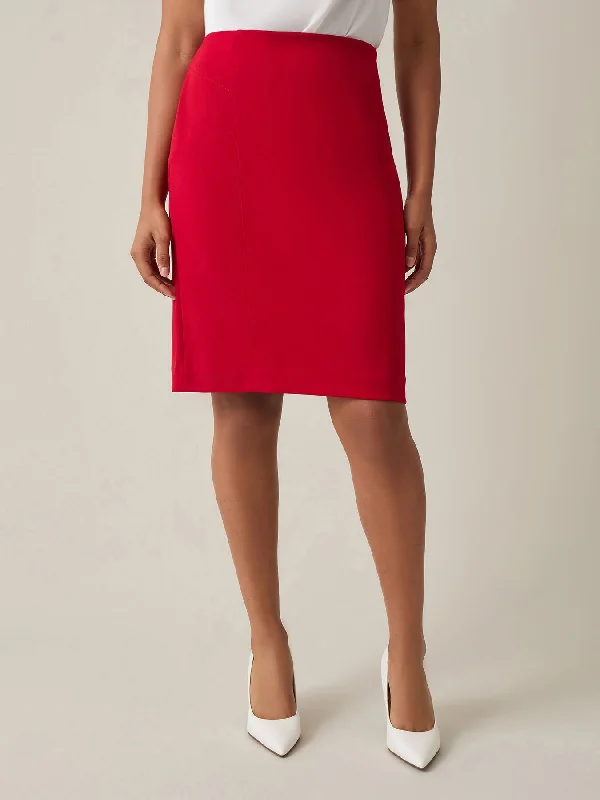 Pull-On Knee-Length Skirt, Crimson velvet skirt plush