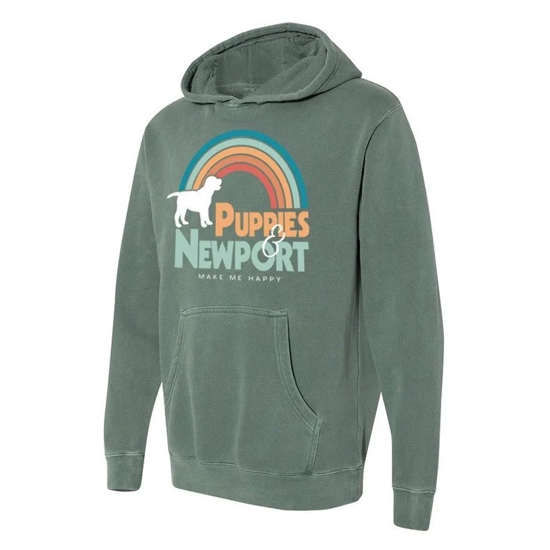 Puppies and Newport Hoodies Hoodie with Hem Fringe Bohemian Relaxed