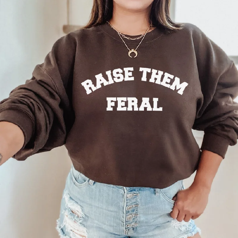 Raise Them Feral Sweatshirt Hoodie with Hem Raw Edge Edgy Unfinished