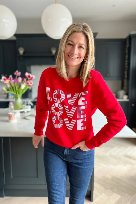 Red Love Sweatshirt Hoodie with Strings Custom Fit Adjustable