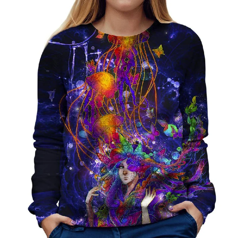 Reflection Womens Sweatshirt Hoodie with Batwing Sleeves Loose Dramatic