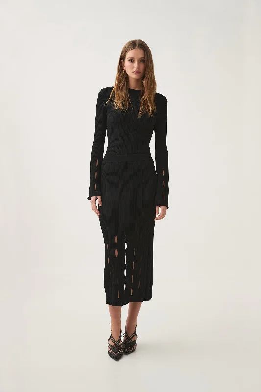 Resolution Knit Midi Skirt velvet skirt glossy