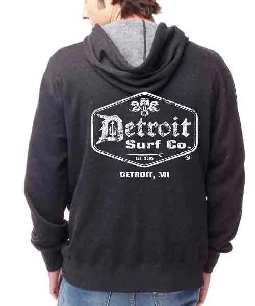 Retro Surf Logo Zip-Up Hoodie Unisex Hoodie with Elastic Waist Stretchable Comfortable