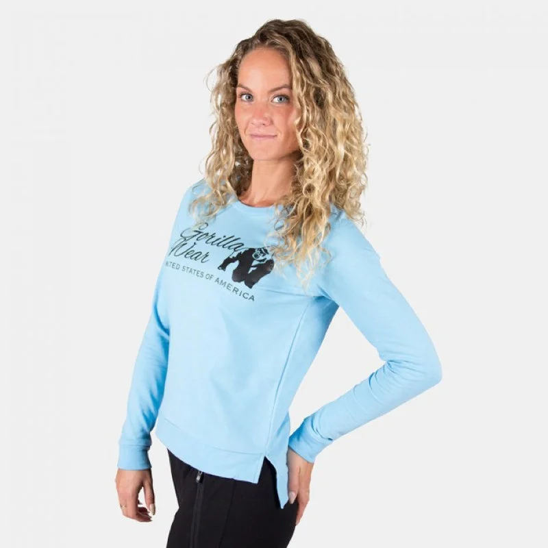 Riviera Sweatshirt -Light Blue Hoodie with Ribbed Cuffs Snug Fit Comfort