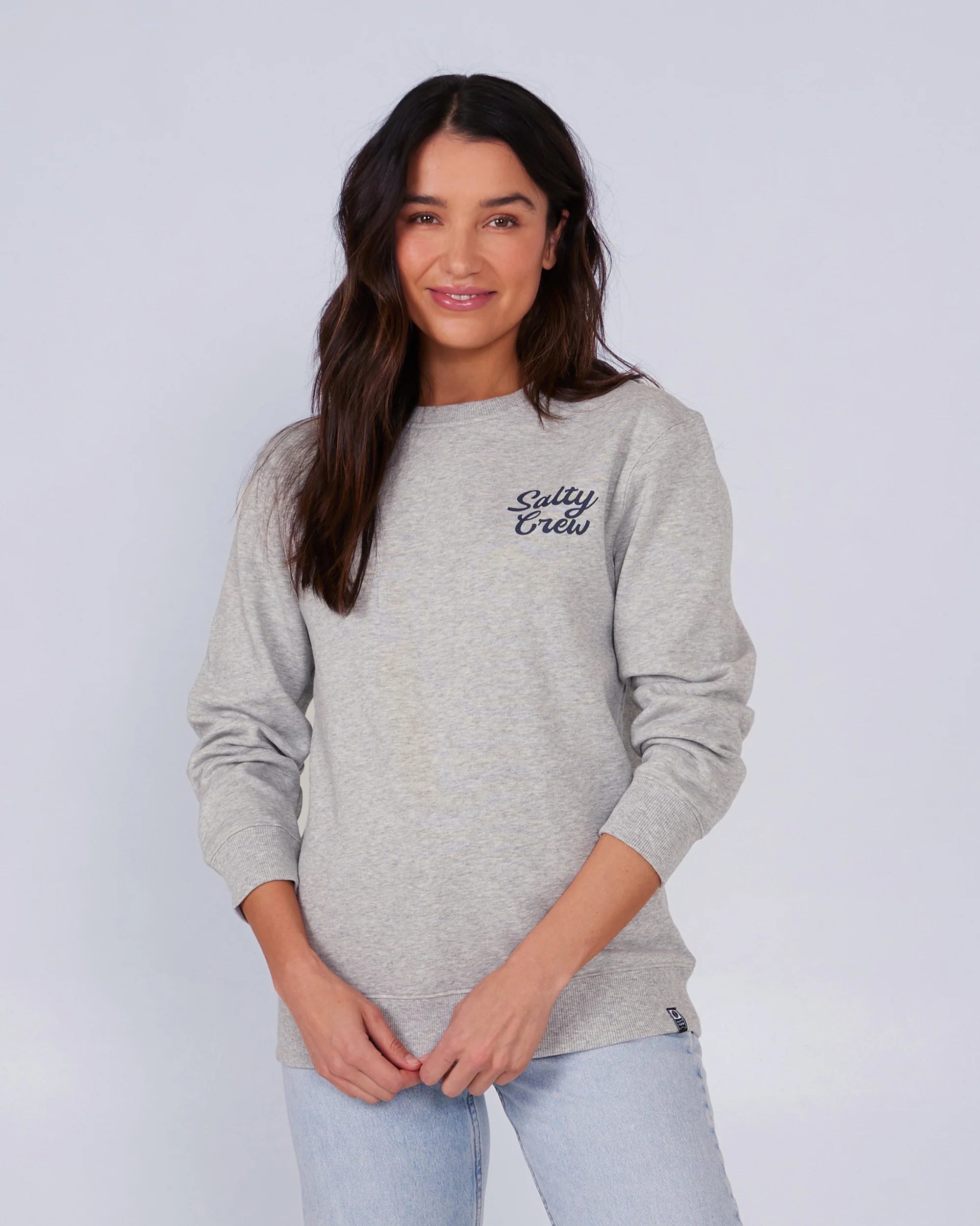 Salty Crew Womens Jackpot Crewneck Sweatshirt Hoodie with Side Slits Relaxed Casual