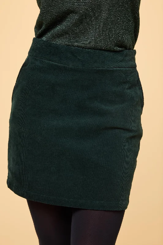 Sapphire Stretch Corduroy Mini Skirt | Bottle Green linen skirt airy