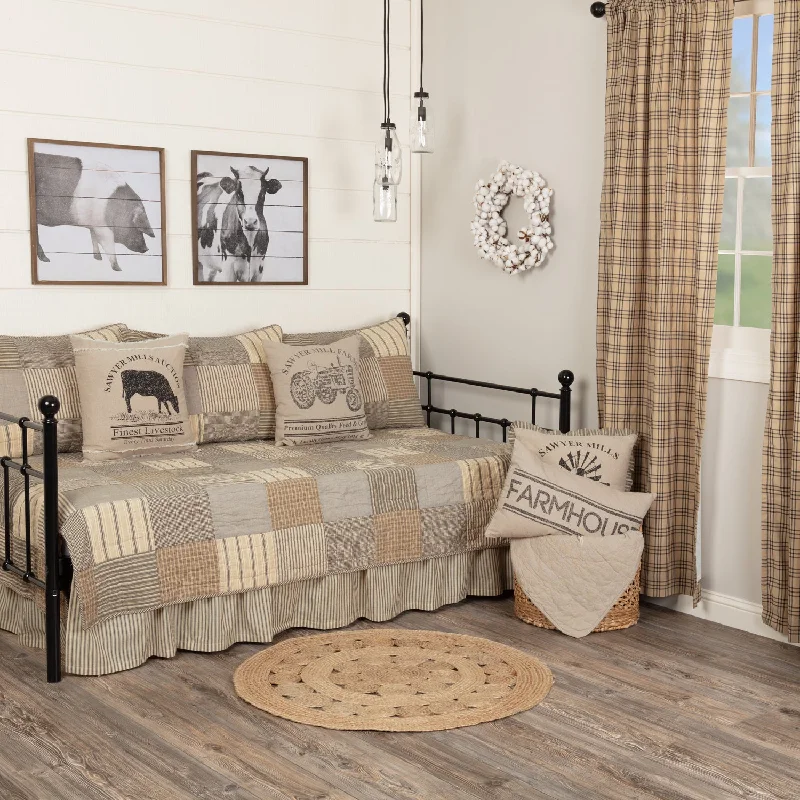 Sawyer Mill Charcoal 5pc Daybed Quilt Set (1 Quilt, 1 Bed Skirt, 3 Standard Shams) low waist skirt