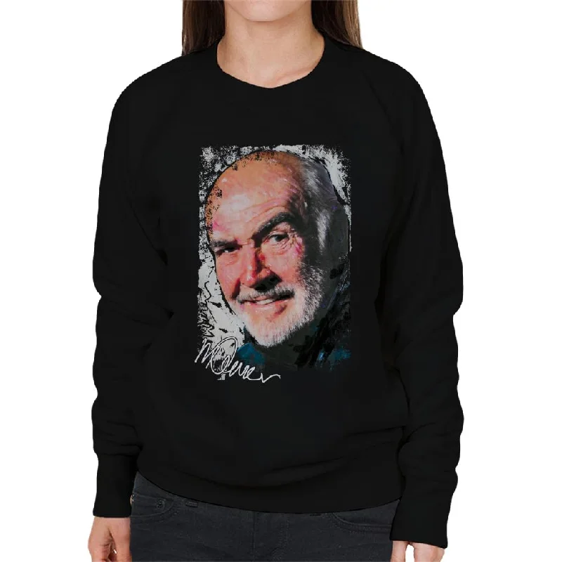 Sidney Maurer Original Portrait Of Actor Sean Connery Women's Sweatshirt Hoodie with Contrast Stitching Detailed Premium Sidney Maurer Original Portrait Of Actor Sean Connery Women's Sweatshirt Hoodie with Contrast Stitching Detailed Premium