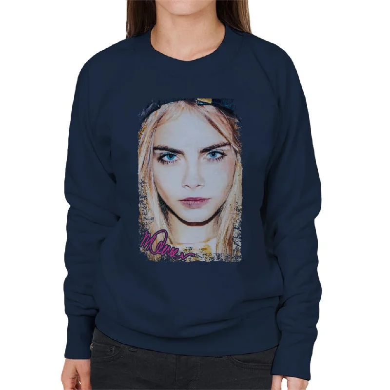 Sidney Maurer Original Portrait Of Actress Cara Delevingne Women's Sweatshirt Hoodie with Pocket Utility Practical