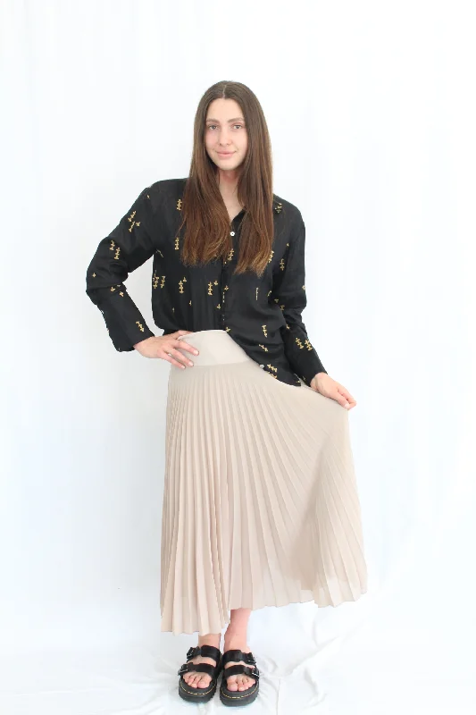 Sills - Pleat Midi Skirt chiffon skirt airy