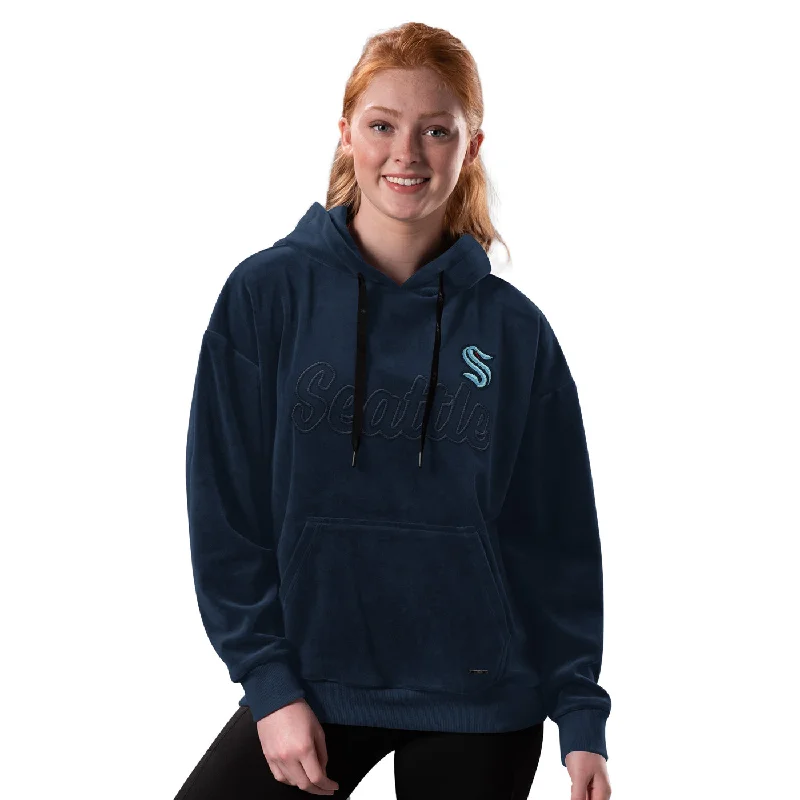 Seattle Kraken Womens MSX Mia Velour Hoodie Hoodie with Hem Drawcord Adjustable Customizable