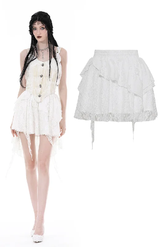 Snow white irregular lace skirt KW329 corduroy skirt durable
