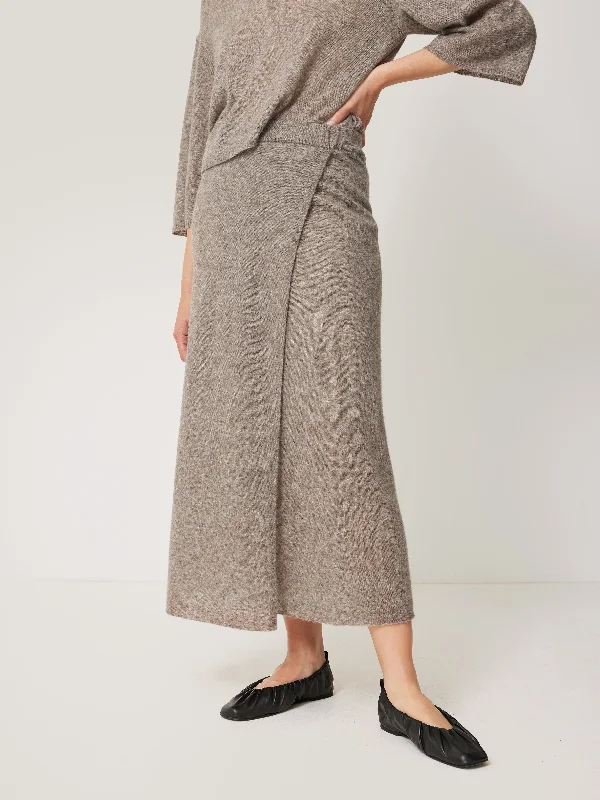 Soft Gauzy Knit Skirt | Taupe velvet skirt rich