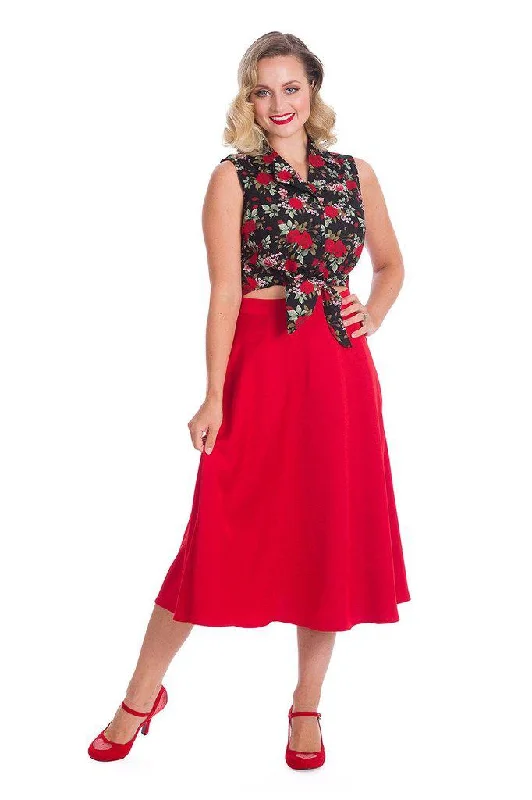 Strawberry Red Swing Skirt linen skirt natural