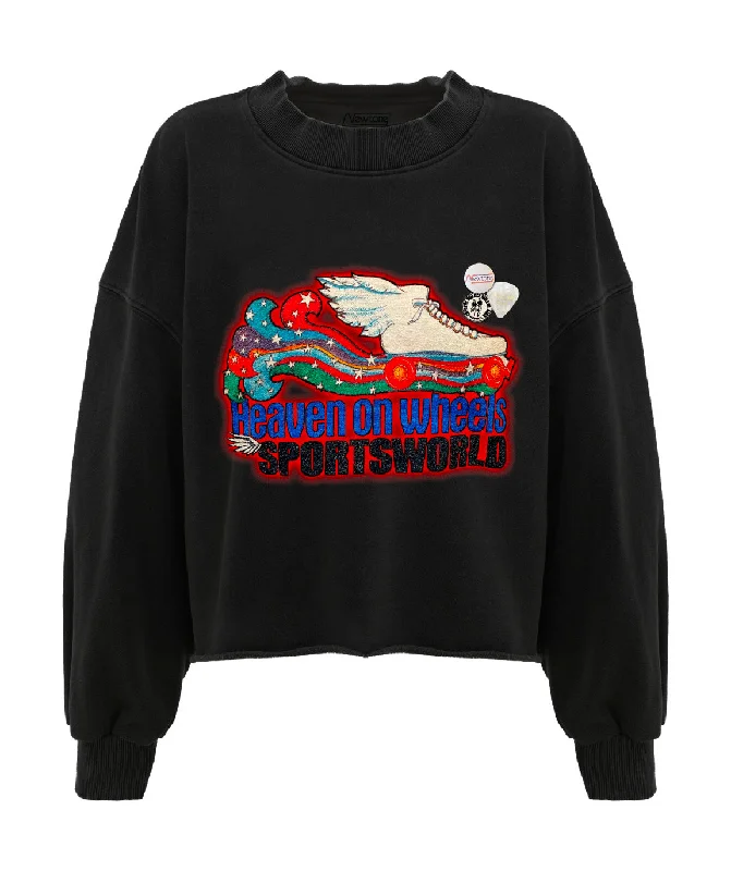 Sweatshirt crop porter night "HEAVEN" Hoodie with Thumb Holes Functional Cozy