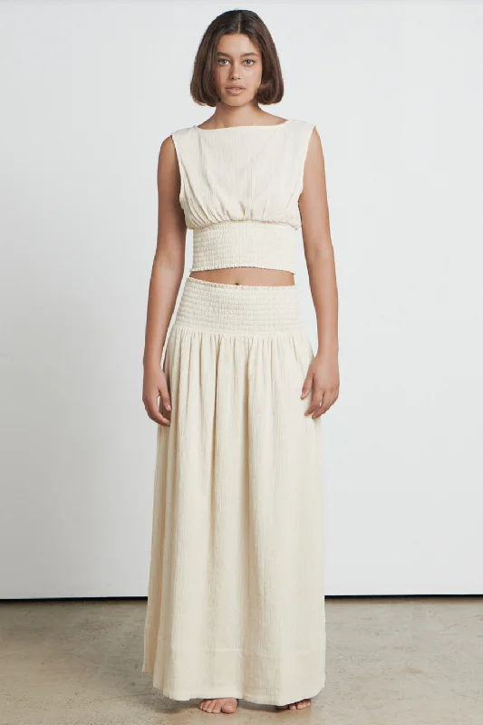 The Crinkle Cream Maxi Skirt wool skirt warm