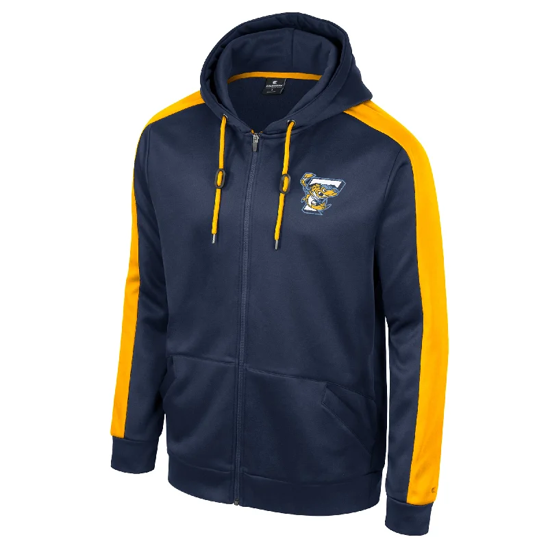 Toledo Walleye Navy Reese Full Zip Hooded Sweatshirt Hoodie with Color Block Contrast Stylish Toledo Walleye Navy Reese Full Zip Hooded Sweatshirt Hoodie with Color Block Contrast Stylish