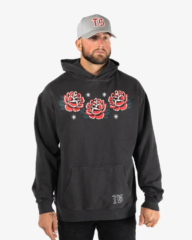 Traditional Snake Hoodie - Faded Black Hoodie with Lining Warm Insulated
