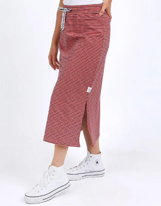 Travel Skirt - Watermelon Crush/Navy Stripe linen skirt natural