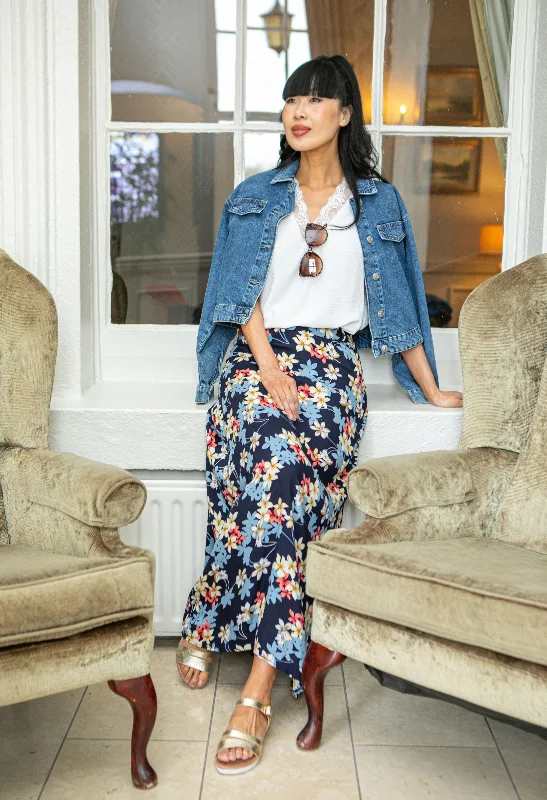 Tropical Flower Print Skirt breathable skirt fabric
