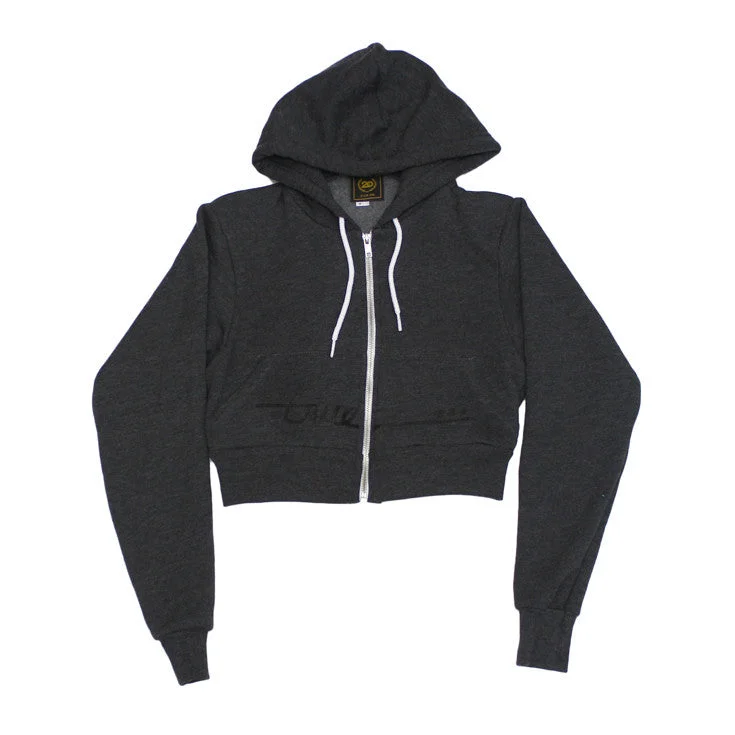 True Womens Darkside Crop Hoodie Charcoal Hoodie with Pastel Soft Subtle