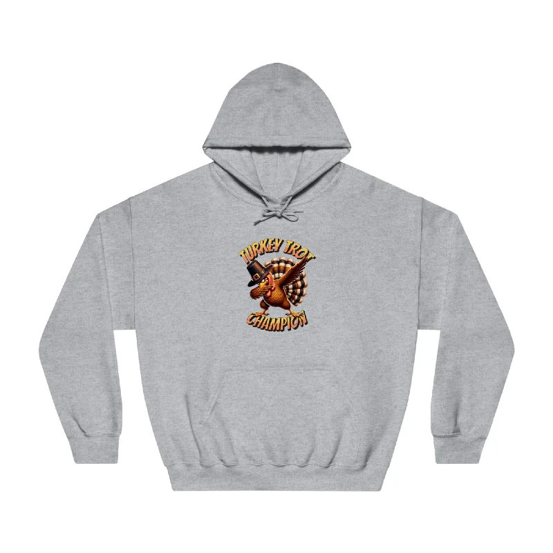 Turkey Trot Champion - Dabbing Turkey - Unisex DryBlend® Hooded Sweatshirt Hoodie with Patch Decorative Personalized Turkey Trot Champion - Dabbing Turkey - Unisex DryBlend® Hooded Sweatshirt Hoodie with Patch Decorative Personalized