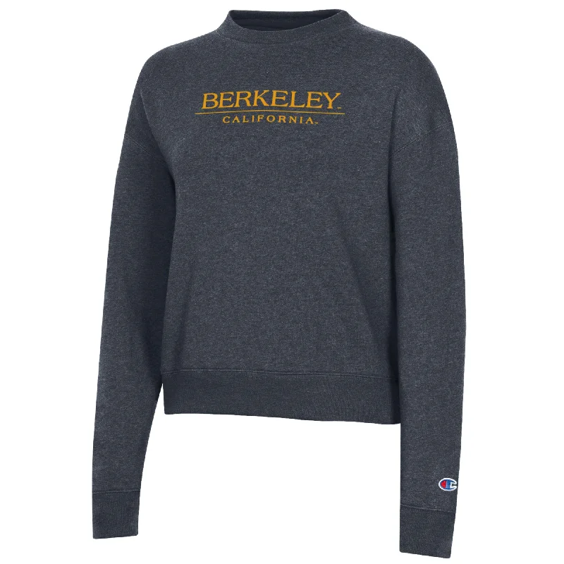 U.C. Berkeley Cal Champion women's Triumph crew-neck sweatshirt-Navy Hoodie with Toggle Buttons Decorative Unique U.C. Berkeley Cal Champion women's Triumph crew-neck sweatshirt-Navy Hoodie with Toggle Buttons Decorative Unique