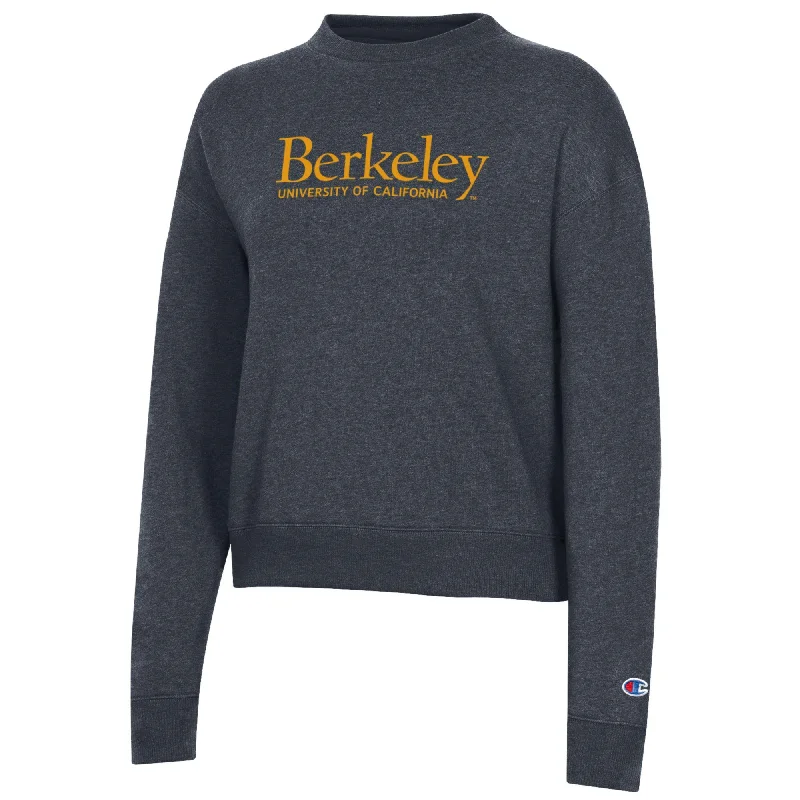 U.C. Berkeley Cal Champion women's Triumph crew-neck sweatshirt-Navy Hoodie with Raglan Sleeves Sporty Comfortable