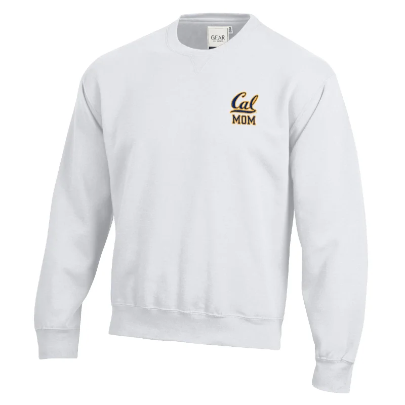 U.C. Berkeley Cal Mom embroidered cotton rich crew-neck sweatshirt-White Hoodie with Reflective Safety Nightwear