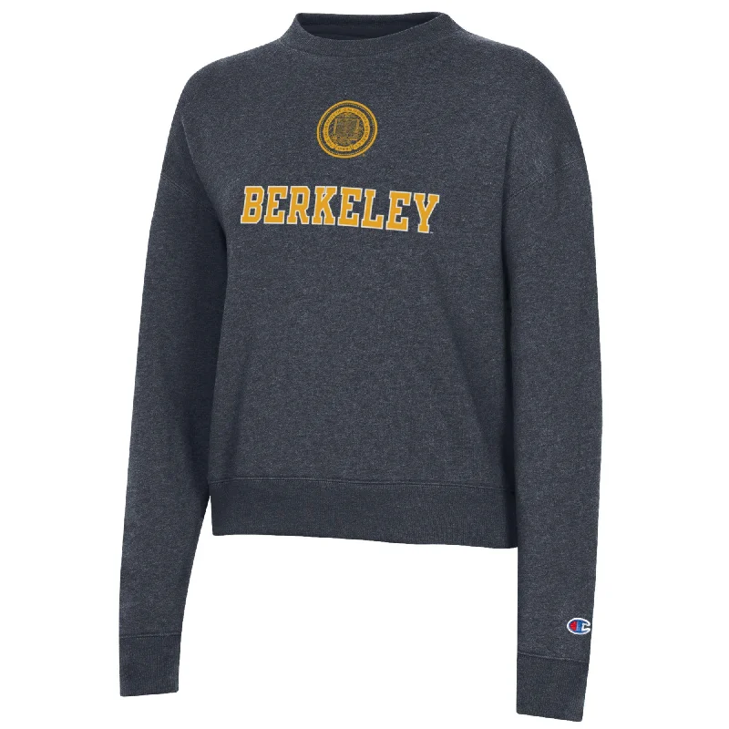 U.C. Berkeley arch and seal seal Champion Triumph crew-neck sweatshirt-Navy Hoodie with Zipper Versatile Modern U.C. Berkeley arch and seal seal Champion Triumph crew-neck sweatshirt-Navy Hoodie with Zipper Versatile Modern