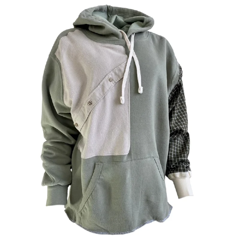 Hooded Unisex Mashup Hoodie with Set-In Sleeves Structured Classic