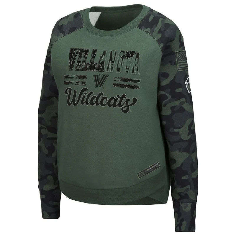 Ladies Villanova Wildcats OHT Frank Camo Crew Sweatshirt Hoodie with Camouflage Military Edgy