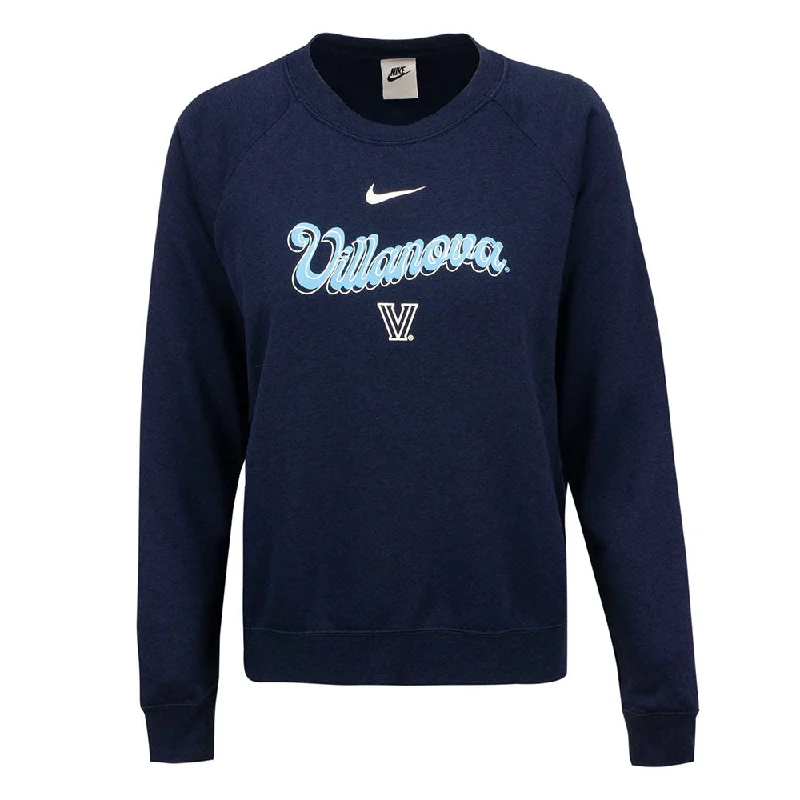 Ladies Villanova Wildcats Nike Stacked Script Crew Sweatshirt Hoodie with Turtle Neck Cozy Winter