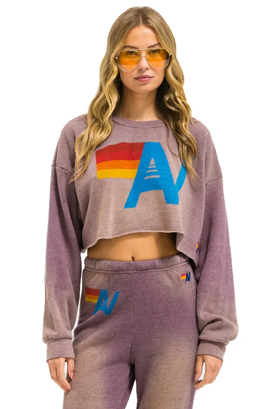 VINTAGE LOGO CROPPED CREW SWEATSHIRT RELAXED - FADED MOCHA Hoodie with Hem Elastic Stretchable Comfortable VINTAGE LOGO CROPPED CREW SWEATSHIRT RELAXED - FADED MOCHA Hoodie with Hem Elastic Stretchable Comfortable