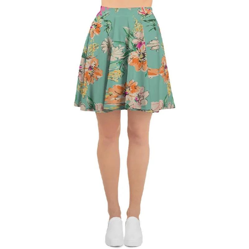 Vintage Pastel Floral Print Women's Skirt wrap skirt elegant