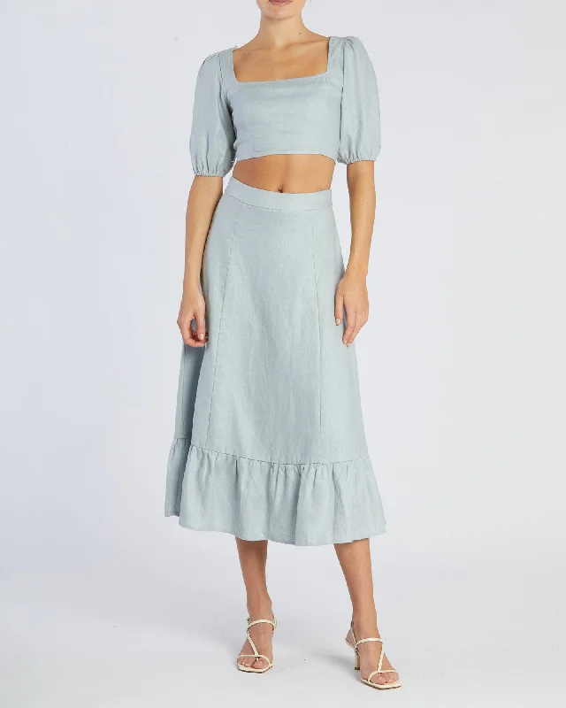 Violetta Linen Skirt - Periwinkle denim skirt stylish