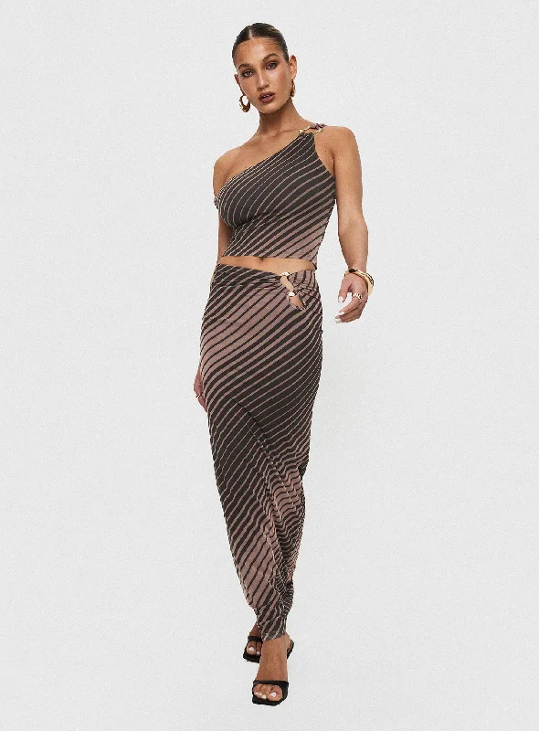 Whiley Maxi Skirt Multi Stripe flowy skirt hem