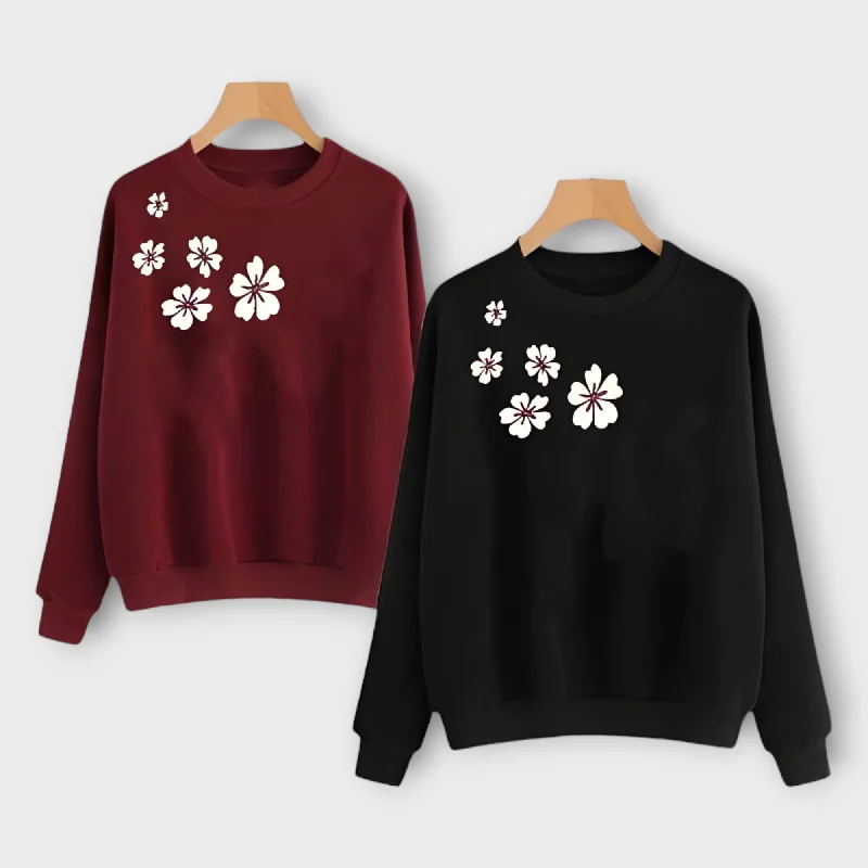 Winter Printed Sweatshirt For Womens Hoodie with Slit Hem Functional Movement