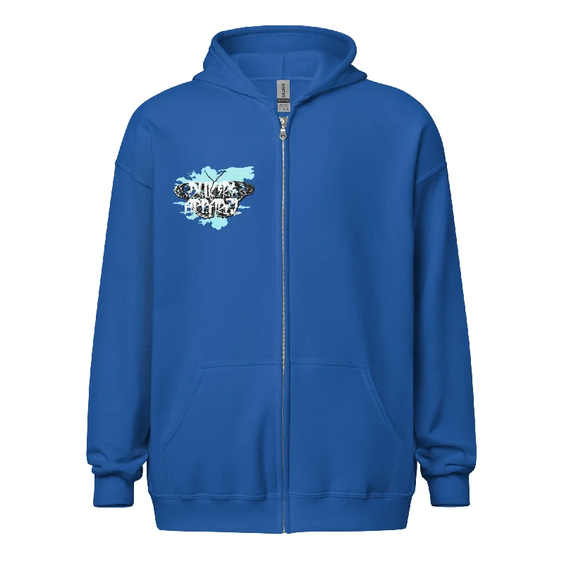 WOF Royal Blue heavy blend zip hoodie Hoodie with Hem Patch Decorative Personalized