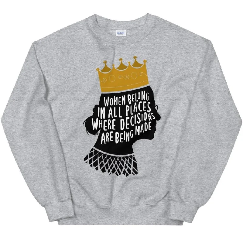 Women Belong In All Places Where Decisions Are Being Made (Ruth Bader Gingsburg) -- Sweatshirt Hoodie with Longline Fit Extended Stylish Women Belong In All Places Where Decisions Are Being Made (Ruth Bader Gingsburg) -- Sweatshirt Hoodie with Longline Fit Extended Stylish