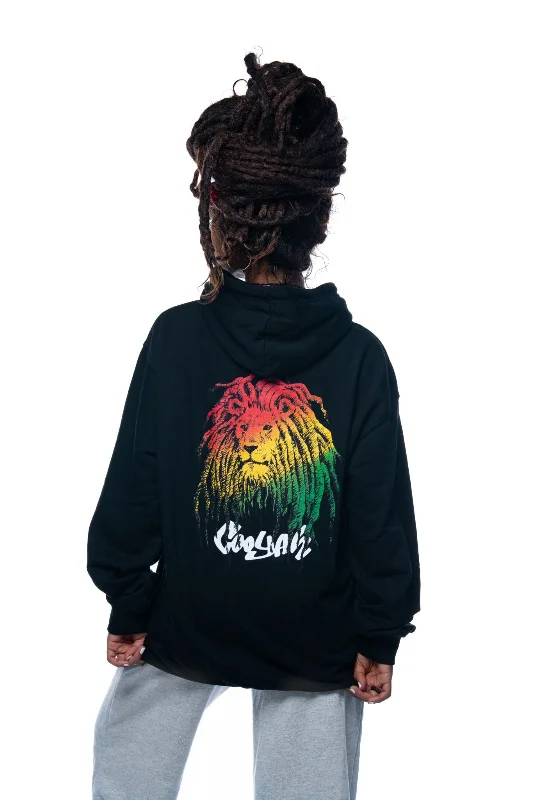 Ras Lion Hoodie Reggae Graphic Hoodie with Drop Shoulder Relaxed Streetwear