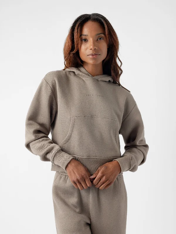 Women's CityScape Cropped Hoodie Hoodie with Applique Textured Unique