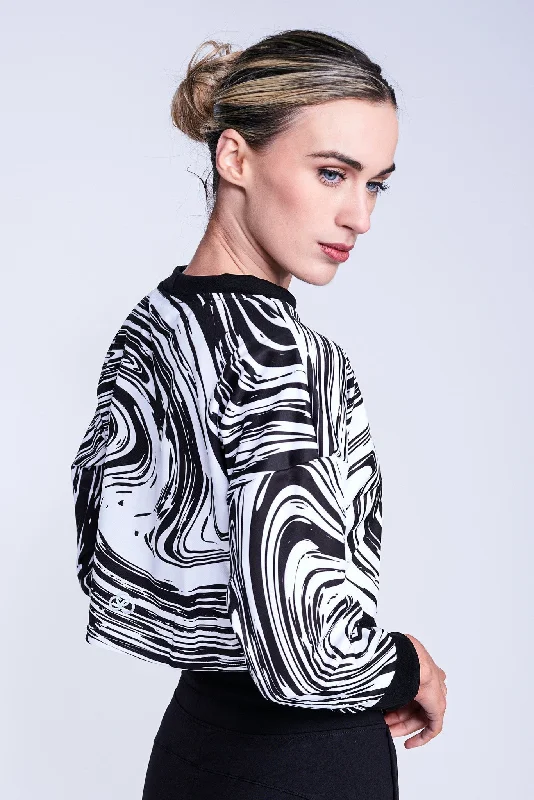 Cropped Sweatshirt in Swirl Hooded Sweatshirt Casual Wear Street Style