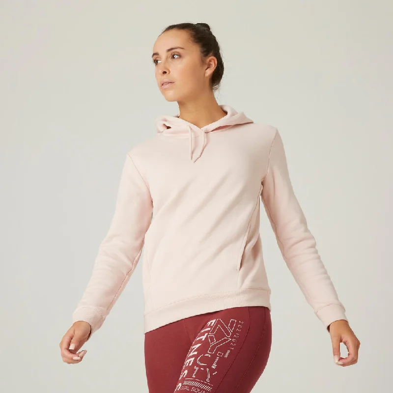 Women's Fitness Hoodie 520 - Pink Quartz Hoodie with Embroidery Detailed Premium