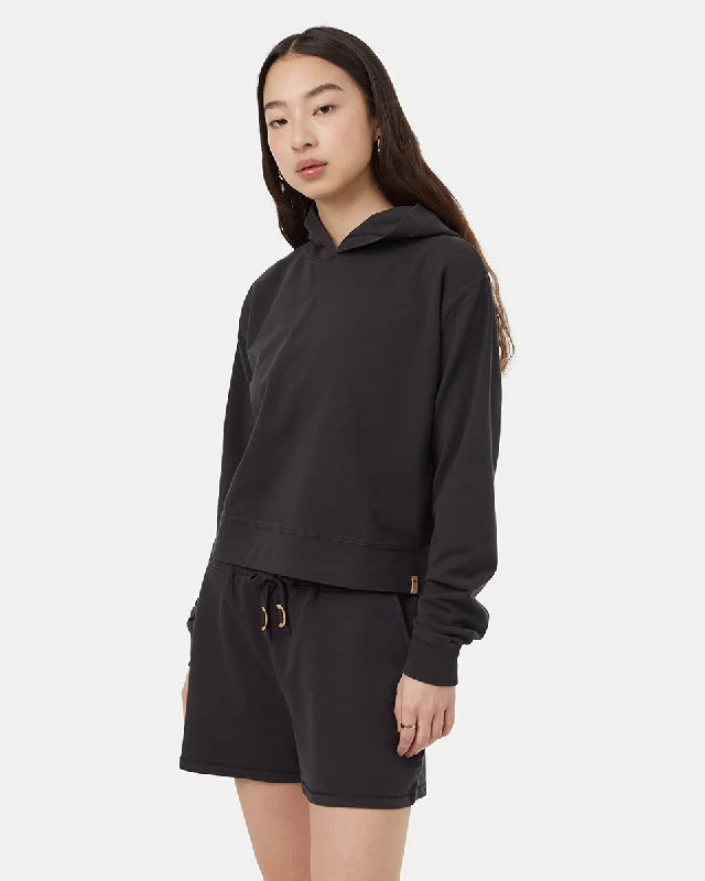 French Terry Cropped Hoodie Hoodie with Monochrome Minimalist Simple